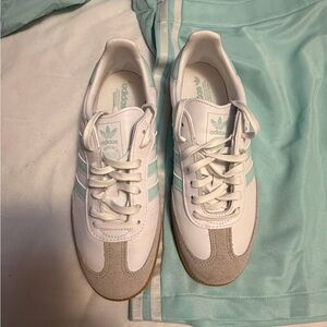 Adidas White and Aqua Sneakers